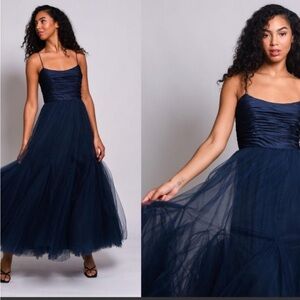 Hutch Toni Tulle Dress, Navy Blue